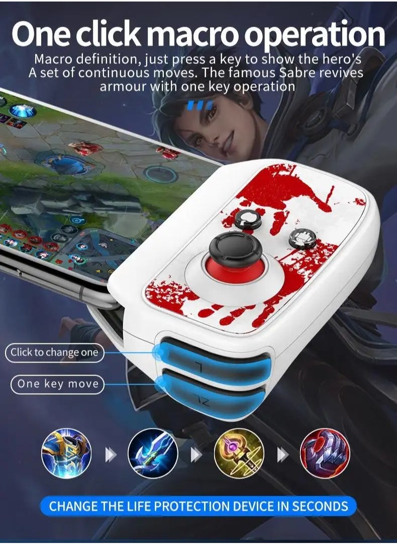 Generic BSP-D2 One-Handed Portable Game Controller with One-on BT Joystick Suitable for Android iPhone White  - Image 2
