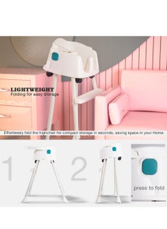 BAYBEE Baybee 4 in 1 Baby High Chair for Kids with Adjustable Height, Footrest & Wheels, Toddler Feeding Booster Seat with Food Tray & Safety Belt Kid High Chair for Baby Boy Girl 6 Months to 4 Years (Green)  - Image 3