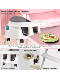 BAYBEE Baybee 4 in 1 Baby High Chair for Kids with Adjustable Height, Footrest & Wheels, Toddler Feeding Booster Seat with Food Tray & Safety Belt Kid High Chair for Baby Boy Girl 6 Months to 4 Years (Green)  - Image 4