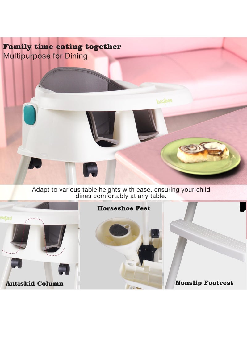 BAYBEE Baybee 4 in 1 Baby High Chair for Kids with Adjustable Height, Footrest & Wheels, Toddler Feeding Booster Seat with Food Tray & Safety Belt Kid High Chair for Baby Boy Girl 6 Months to 4 Years (Green)  - Image 4