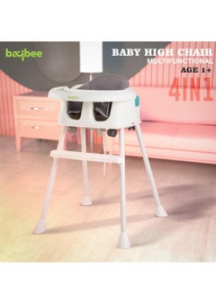 BAYBEE Baybee 4 in 1 Baby High Chair for Kids with Adjustable Height, Footrest & Wheels, Toddler Feeding Booster Seat with Food Tray & Safety Belt Kid High Chair for Baby Boy Girl 6 Months to 4 Years (Green)  - Image 5