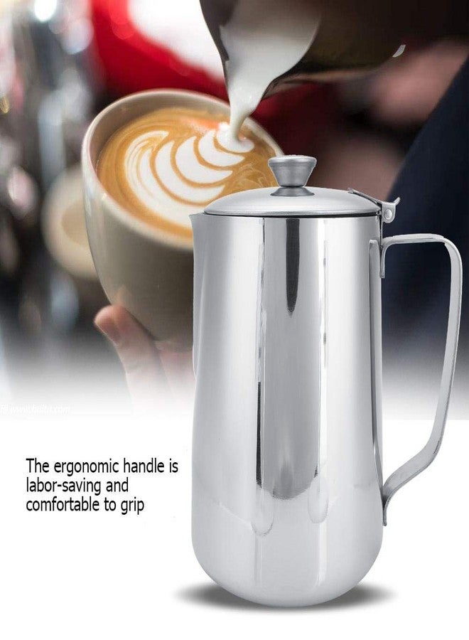 DEWIN Milk Frothing Cup, Stainless Steel MugPitcher Jug with Lid Latte Coffee Art Tool for Home Cafe Bar Restaurant Hotel(1000mL) - Image 5