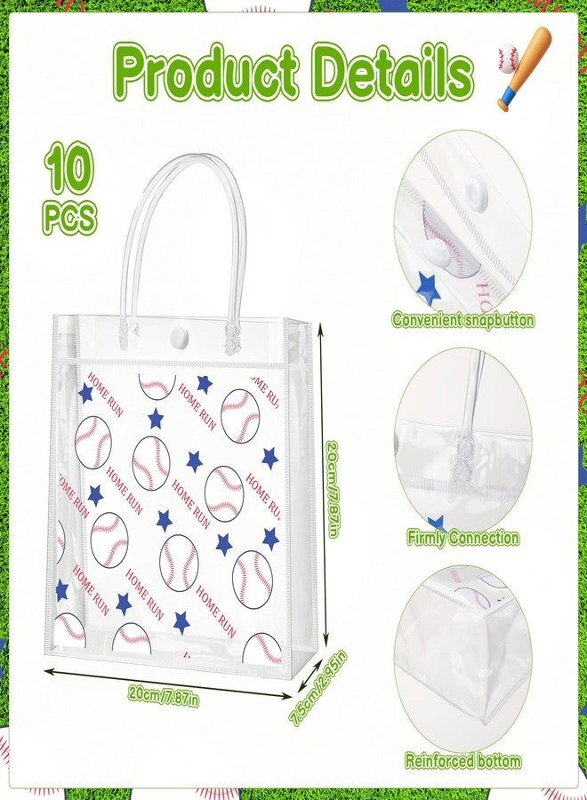 أكياس هدايا شفافة من مادة PVC بتصميم كرة بيسبول من Ovveroche، 10 قطع، بمقابض، مقاس 7.87 × 7.87 × 2.76 بوصة، قابلة لإعادة الاستخدام، مثالية لحفلات الزفاف، وحفلات استقبال المولود، وأعياد الميلاد. - Image 2