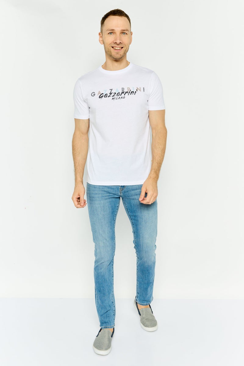 Gazzarrini Men Crew Neck Short Sleeves Graphic Print T-shirt, White Combo - Image 2