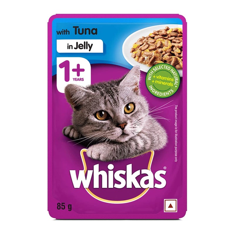 Whiskas طعام قطط ويكساس للبالغين (+1 سنة) رطب، تونة في جيلي، 24 كيس (24 × 85غ) ودجاج في صلصة، 24 كيس (24 × 85غ)، 1 عدد - Image 3