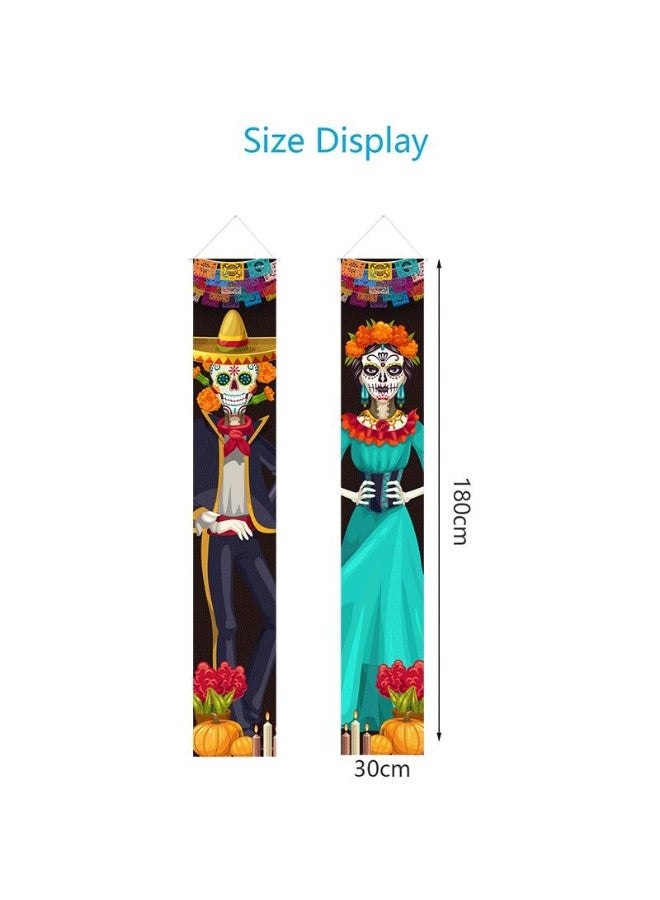NIBEMINENT Halloween Mexican Day of the Dead Banner Curtain