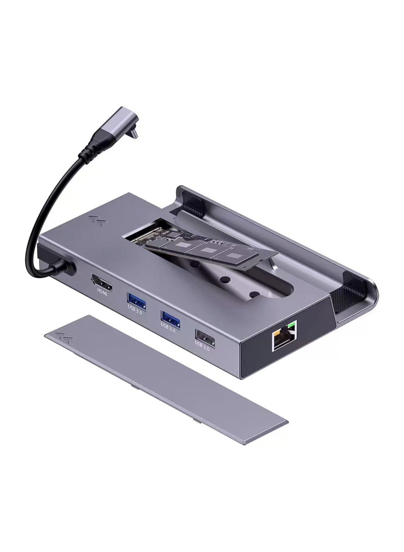 ROG Ally/Steam Deck/Legion Go Docking Station, 7 in 1 Docking Station with HDMI 2.0 4K@60Hz Gigabit Ethernet 3 USB-A and USB-C 3.0 Charging, Compatible with ROG Ally/Steam Deck/Lenovo Legion Go