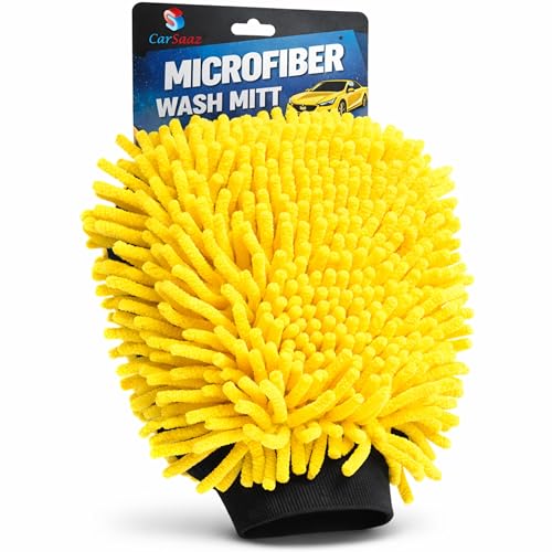 CAR SAAZ Waterproof Microfiber Glove – 2500 GSM | Dual Sided Car Cleaning Wash Mitt | High Absorbency, Deep Cleaning, Scratch-Free, Lint-Free | Washable & Reusable - Image 1