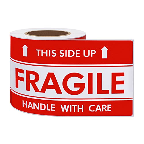 Hybsk This Side Up Fragile Stickers 3x5 inch Handle with Care Shipping and Packing Warning Adhesive Label 100 Per Roll (3x5 inch) - Image 2