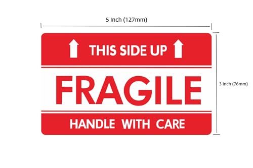 Hybsk This Side Up Fragile Stickers 3x5 inch Handle with Care Shipping and Packing Warning Adhesive Label 100 Per Roll (3x5 inch) - Image 4