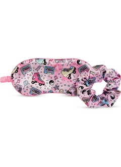 iscream iscream Silky Satin, Fully Lined Sleep Mask and Matching Scrunchy Set - Let's Roll 