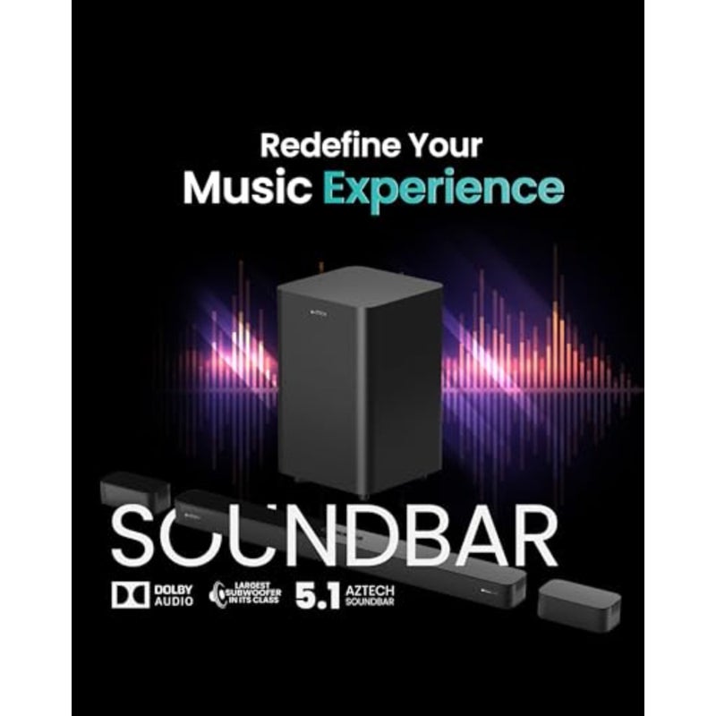 5.1CH Soundbar with Wired Subwoofer 230W Bluetooth 5.3 Home Theater System Game Mode with HDMI ARC, Optical, AUX, USB, DSP, 3EQ Modes and Remote Deep Bass Surround Soundbar TV Speaker UAE Version - Image 4