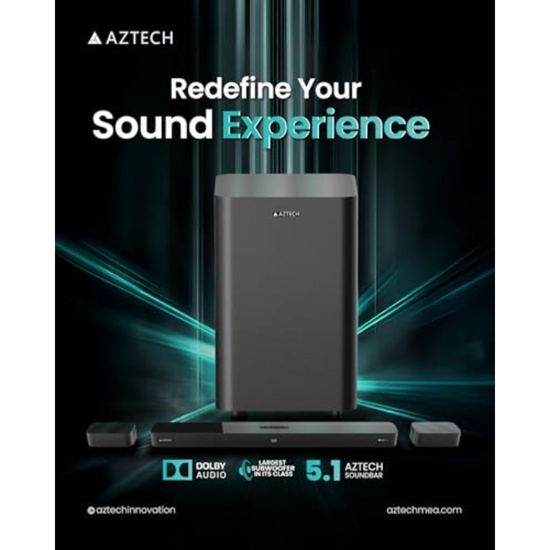 5.1CH Soundbar with Wired Subwoofer 230W Bluetooth 5.3 Home Theater System Game Mode with HDMI ARC, Optical, AUX, USB, DSP, 3EQ Modes and Remote Deep Bass Surround Soundbar TV Speaker UAE Version - Image 3