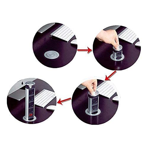 Brrnoo Retractable -Up Power Socket 3 US Plug and 2 USB Charging Ports, Electric Socket for Table Pulling Up/Outlet Desktop Worktop, Multi-functional for Office Home, Meeting Room - Image 5