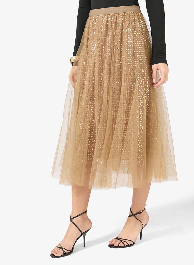 Ginger Glitter Embellished Pleated Tulle Skirt - Image 1