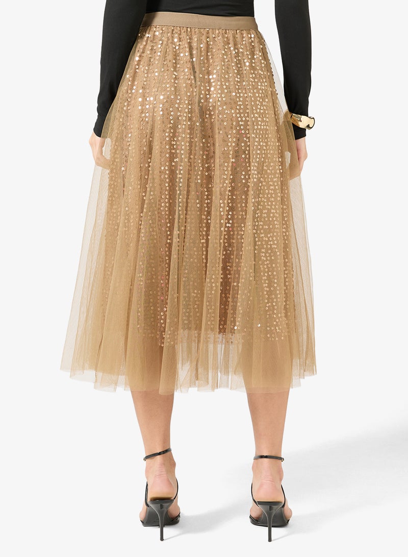 Ginger Glitter Embellished Pleated Tulle Skirt - Image 3
