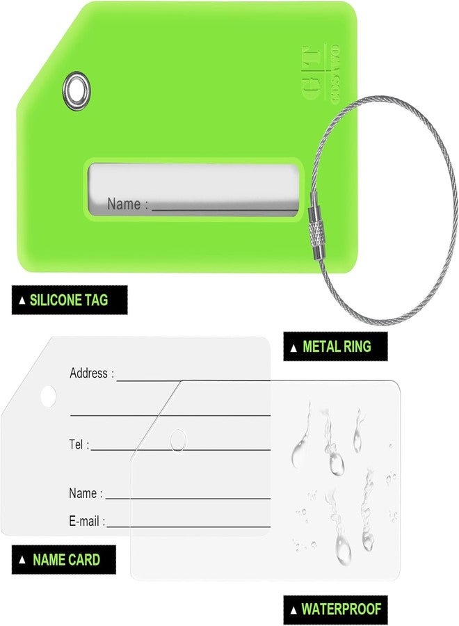Gostwo 2 Pack Silicone Luggage Tags for Suitcases, 26 Initial Letter Baggage Labels Handbag School Bag Suitcase Instrument Tag with Stainless Steel Loop(Green)(Letter P) - Image 3