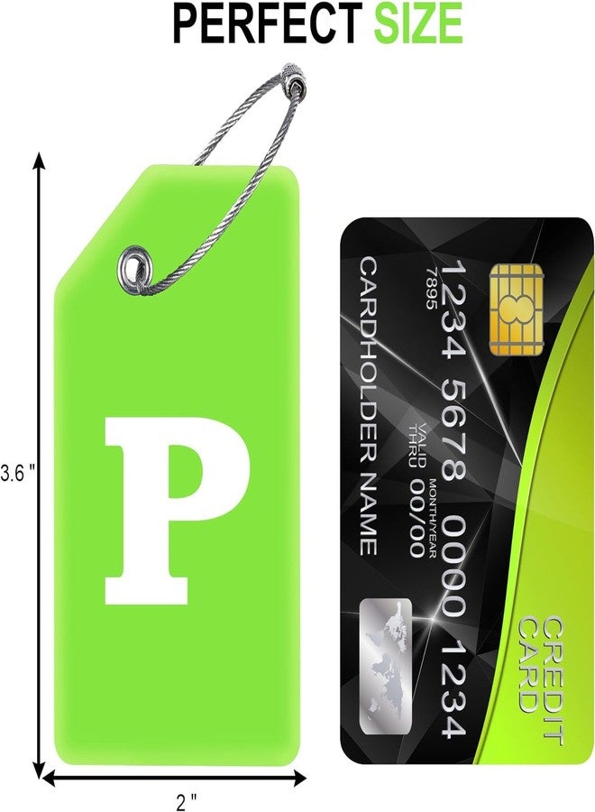 Gostwo 2 Pack Silicone Luggage Tags for Suitcases, 26 Initial Letter Baggage Labels Handbag School Bag Suitcase Instrument Tag with Stainless Steel Loop(Green)(Letter P) - Image 5