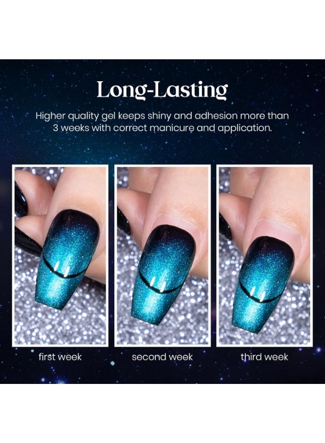 ميزسي مجموعة طلاء أظافر جل عيون القطة مع عصا مغناطيسية 8 ألوان طلاء أظافر مغناطيسي جل الحرباء 9D طلاء أظافر جل عيون القطة مع مصباح الأشعة فوق البنفسجية مانيكير منزلي DIY - Image 4