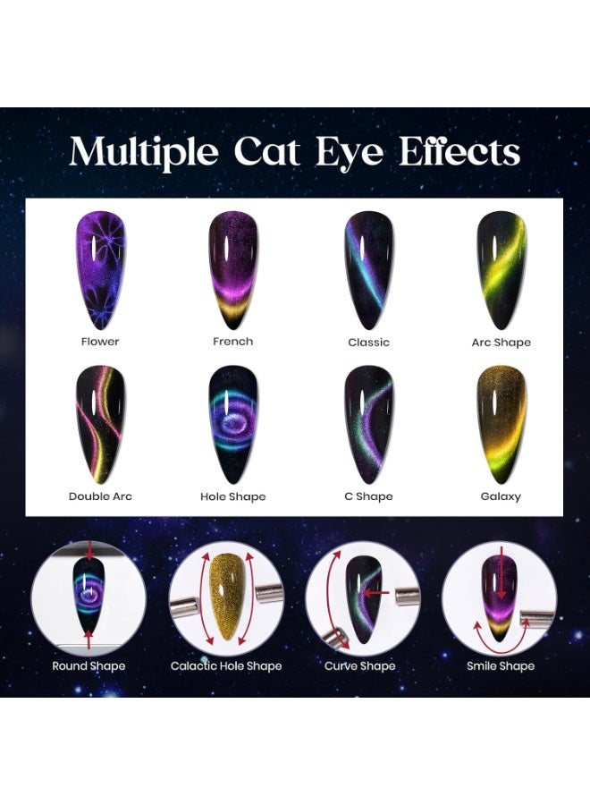ميزسي مجموعة طلاء أظافر جل عيون القطة مع عصا مغناطيسية 8 ألوان طلاء أظافر مغناطيسي جل الحرباء 9D طلاء أظافر جل عيون القطة مع مصباح الأشعة فوق البنفسجية مانيكير منزلي DIY - Image 2