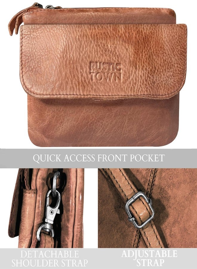 RUSTIC TOWN Leather Sling Bag for Women - Washed Leather Crossbody Bag Wristlet Clutch, Vintage Travel Shoulder Purse Handbags for Ladies - Image 5