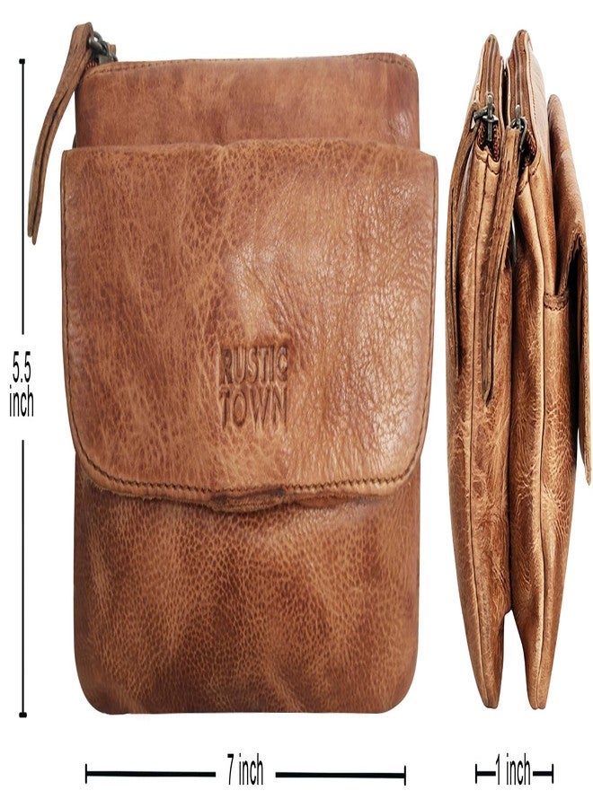 RUSTIC TOWN Leather Sling Bag for Women - Washed Leather Crossbody Bag Wristlet Clutch, Vintage Travel Shoulder Purse Handbags for Ladies - Image 3