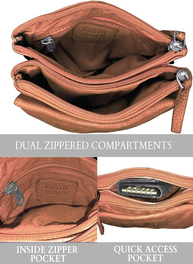 RUSTIC TOWN Leather Sling Bag for Women - Washed Leather Crossbody Bag Wristlet Clutch, Vintage Travel Shoulder Purse Handbags for Ladies - Image 4