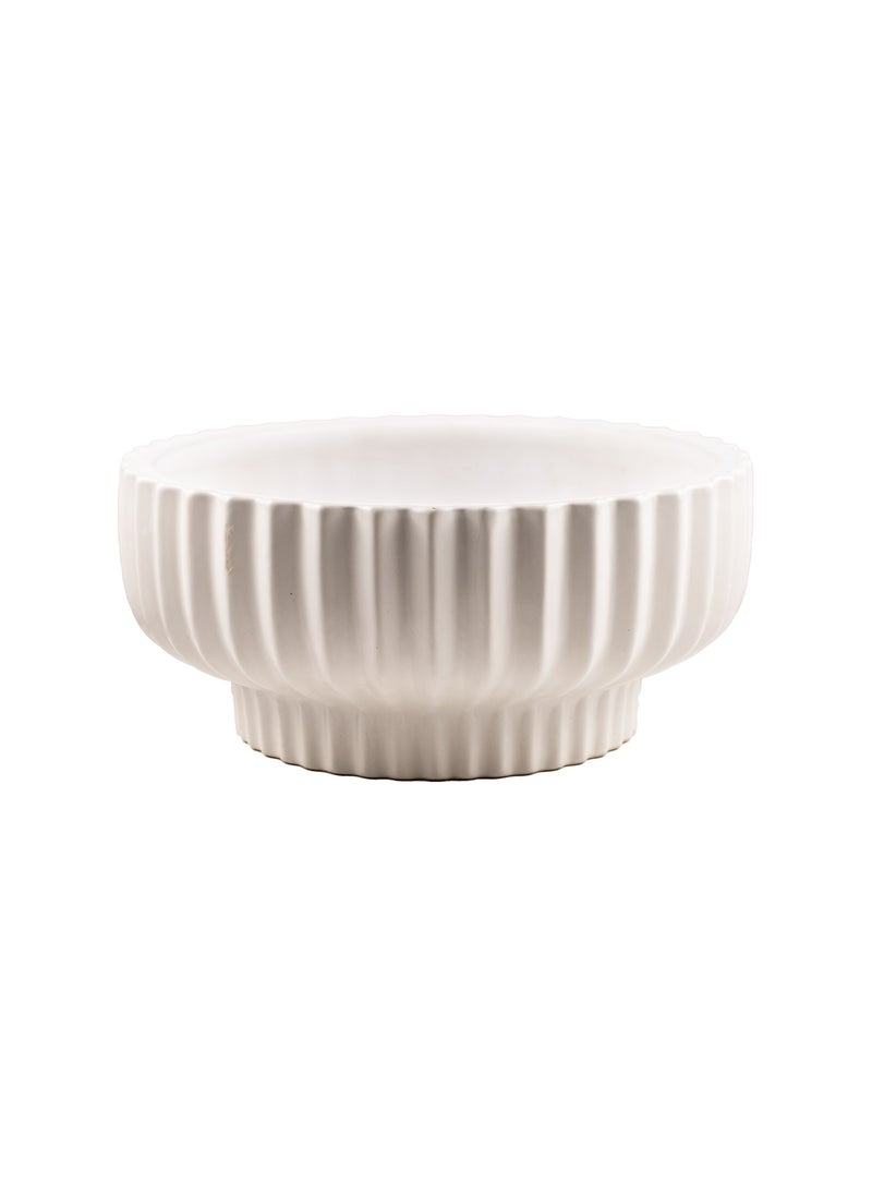 Gulf Flowers Gulf Flowers White Ceramic Vase Plate on Stem – D30cm x H13cm Elegant Pedestal Bowl for Flower Arrangements, Candles & Table Centerpieces – Modern Home & Event Decor Accessory 