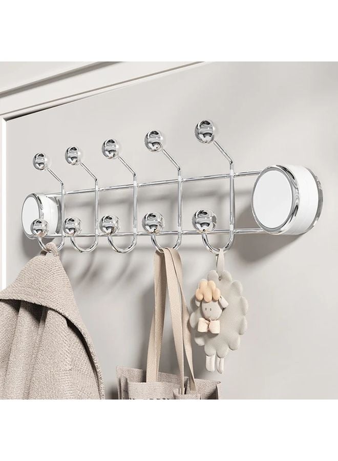 White 5 Rows Powerful Suction Cup Hooks Vacuum Reusable Heavy Duty Traceless Shower Clothes Hook - Image 3