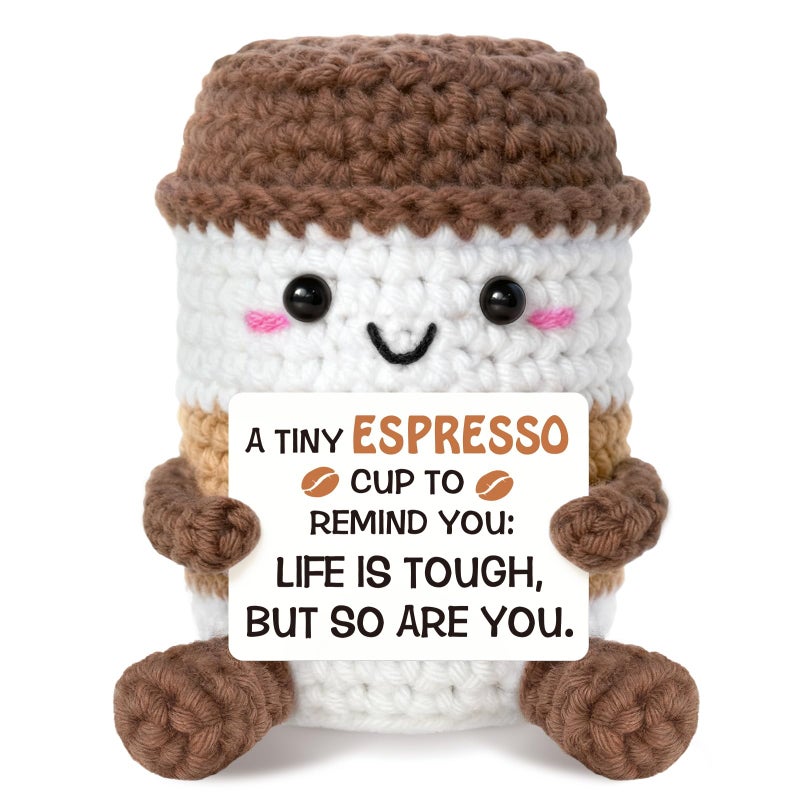 Sayregifty Positive Crochet Coffee Cup  Handmade Inspirational Get Well Soon Gifts for Women with Card Emotional After Surgery Healing Gift for Friends Stocking Stuffers Coffee Lover Present for WomenMen - Image 3