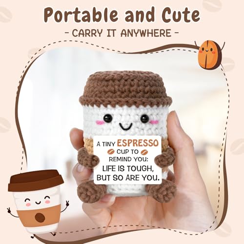Sayregifty Positive Crochet Coffee Cup  Handmade Inspirational Get Well Soon Gifts for Women with Card Emotional After Surgery Healing Gift for Friends Stocking Stuffers Coffee Lover Present for WomenMen - Image 5