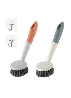 SOWUGI Kitchen Dish Brush Dish Scrubber Pans Pots Kitchen Sink Dishwashing Cleaning Brushes Cleaning Tools 2 PCS with 2 Hook  - Image 1