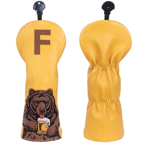 LZFAN Golf Club Head Cover Golf Head Cover Driver Headcover Fairway Wood Headcover Hybrid Club Head Cover Golf Blade Mallet Putter Cover Beer Bear (Fairway) - Image 1