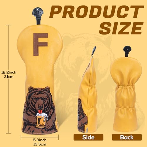 LZFAN Golf Club Head Cover Golf Head Cover Driver Headcover Fairway Wood Headcover Hybrid Club Head Cover Golf Blade Mallet Putter Cover Beer Bear (Fairway) - Image 4