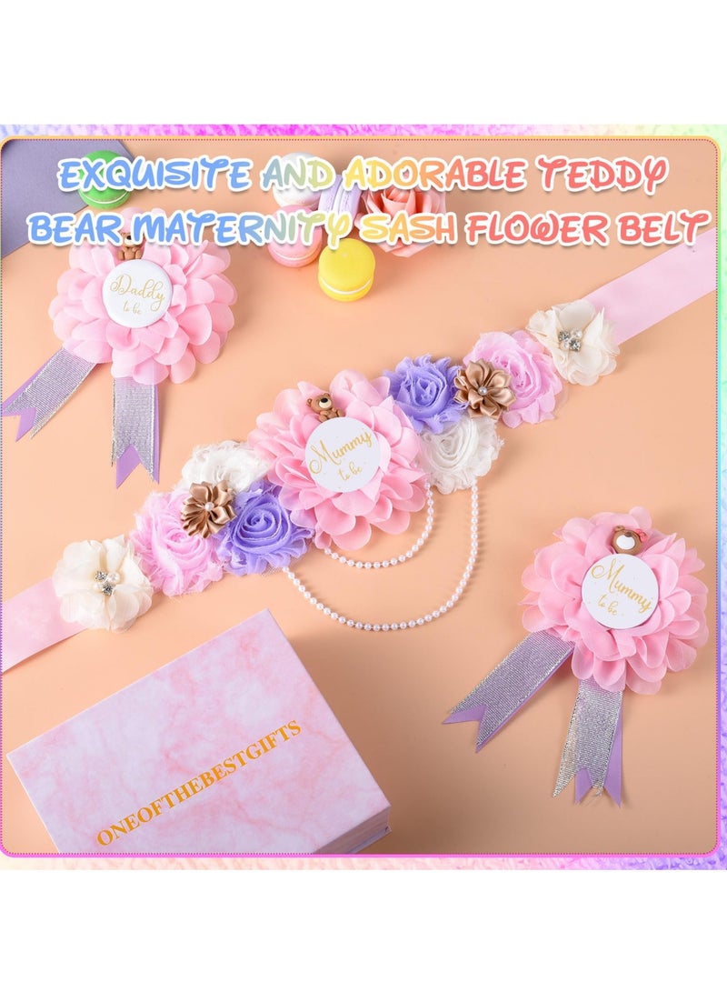 Maternity Sash and Corsage Pin Set for Baby Shower, Perfect Keepsake Gifts for Expecting Moms and Dads, Ideal Pregnancy Photo Props - Image 3