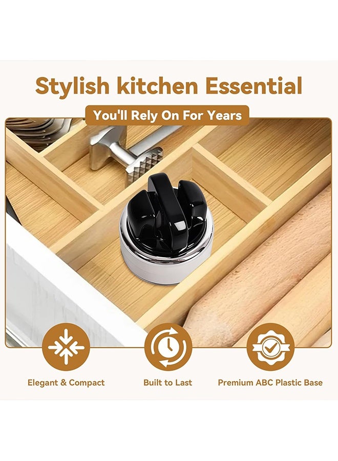 Wffo Hands Free Knife Sharpener with Suction Base Multi-Angle Pocket knives sharpene & Kitchen Knife Sharpener with Suction Base For All Knives: Chef’s and Hardened Steel - Black - Image 4