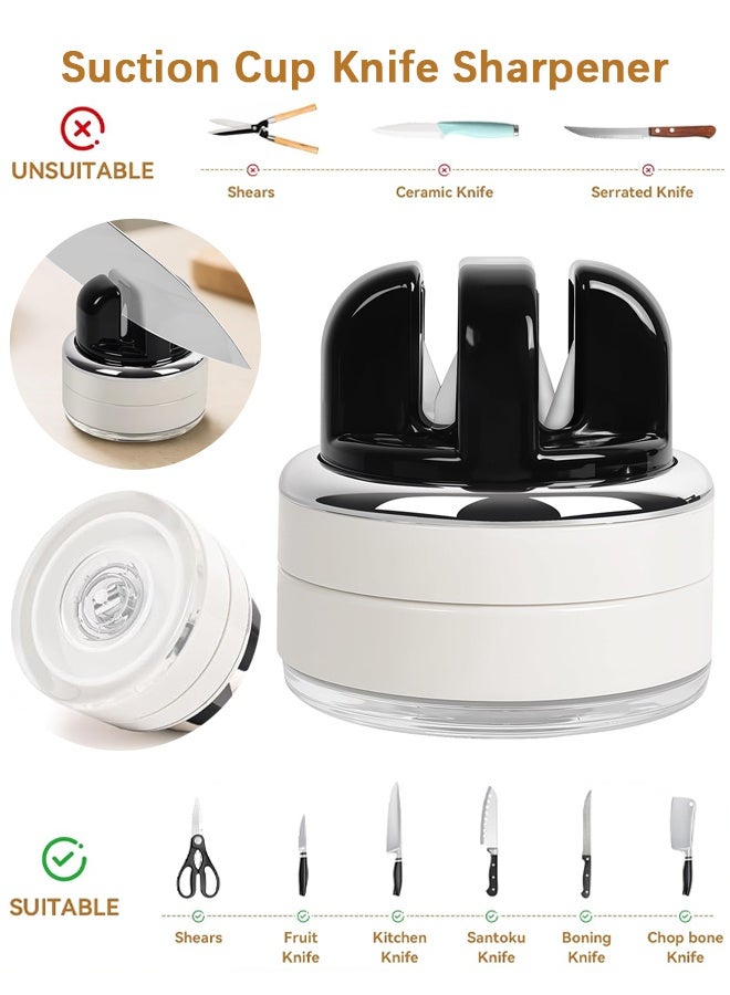Wffo Hands Free Knife Sharpener with Suction Base Multi-Angle Pocket knives sharpene & Kitchen Knife Sharpener with Suction Base For All Knives: Chef’s and Hardened Steel - Black - Image 1
