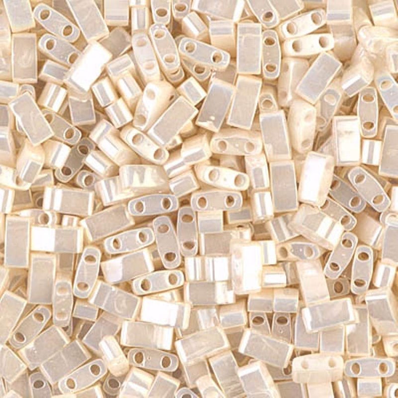 Miyuki Half Tila 2 Hole Rectangle Beads 5x2.3mm - Antiqued Ivory Pearl Ceylon 7.8 Grams - Image 4