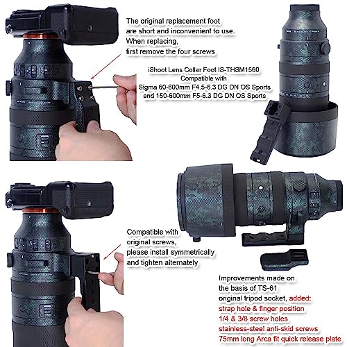 iShoot Lens Collar Replacement Foot Tripod Mount Ring Support Holder Base Compatible with Sigma 150-600mm f/5-6.3 (DG DN OS Sports)(DG OS HSM Sports); 60-600mm f/4.5-6.3 (DG DN OS Sports)(DG OS HSM Sports) - Image 4