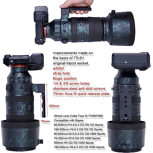 iShoot Lens Collar Replacement Foot Tripod Mount Ring Support Holder Base Compatible with Sigma 150-600mm f/5-6.3 (DG DN OS Sports)(DG OS HSM Sports); 60-600mm f/4.5-6.3 (DG DN OS Sports)(DG OS HSM Sports) - Image 5