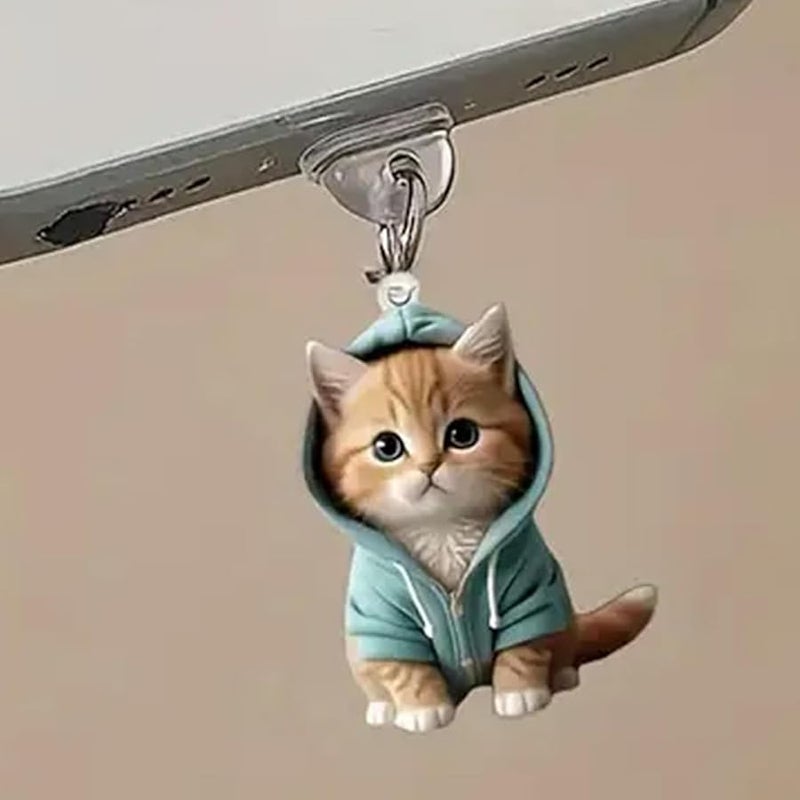 Green USB C Dust Plug Type C Charging Port Protector With Cat Charm - Image 4
