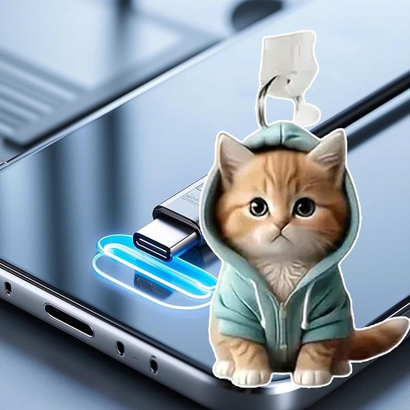 Green USB C Dust Plug Type C Charging Port Protector With Cat Charm - Image 5