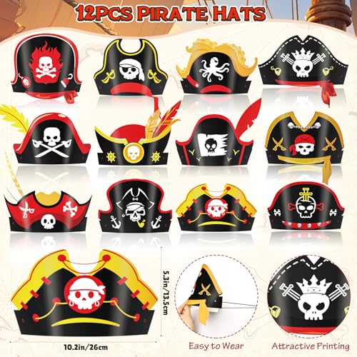 SNLN Pirate Party Favors Supplies Pirate Swords Hats Goodie Bags Silicone Bracelet Tattoo Stickers Pirates Accessories Classroom Rewards for Kids Pirates Birthday Party Decorations Goodie Bag Fillers - Image 5