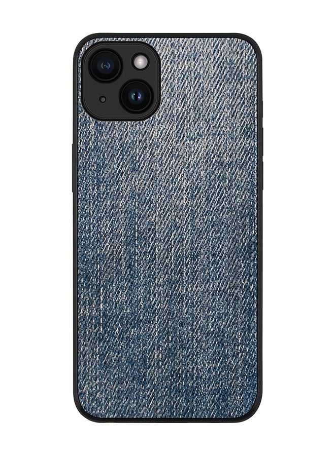 Stylizedd غطاء لجهاز آيفون 15 بلس - أسود متين نحيف مرن مضاد للصدمات TPU جل رقيق واقي للهاتف - طباعة دنيم داكنة - Image 1