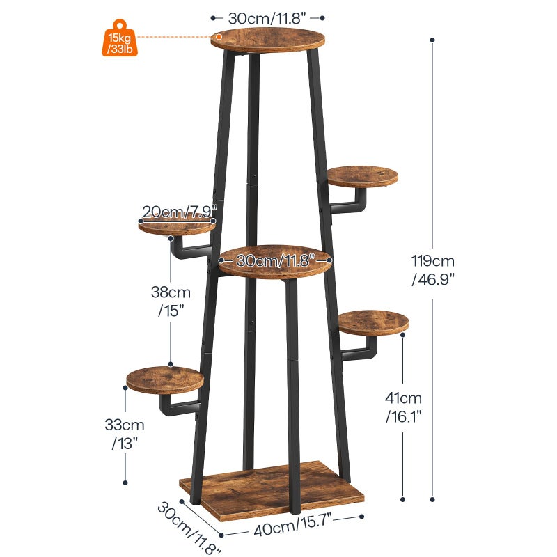 HOOBRO Plant Stand Indoor with Grow Lights, 7-Tier Plant Shelf for Multiple Indoor Plants, 47.2â€ Corner Plant Stand Organizer with Metal Frame, for Living Room, Balcony, Patio, Rustic Brown BF04DHJ01 - Image 2