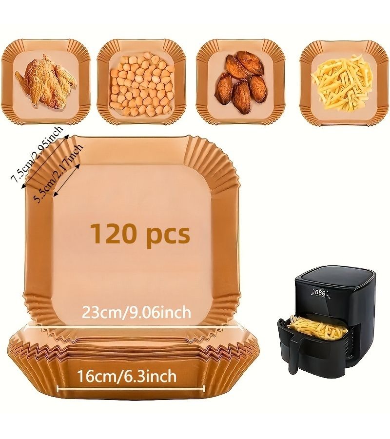 120Pcs Universal Air Fryer Liners For Oven And Microwave Non Stick Heat Resistant Baking Paper For Home And Commercial Use - Image 3