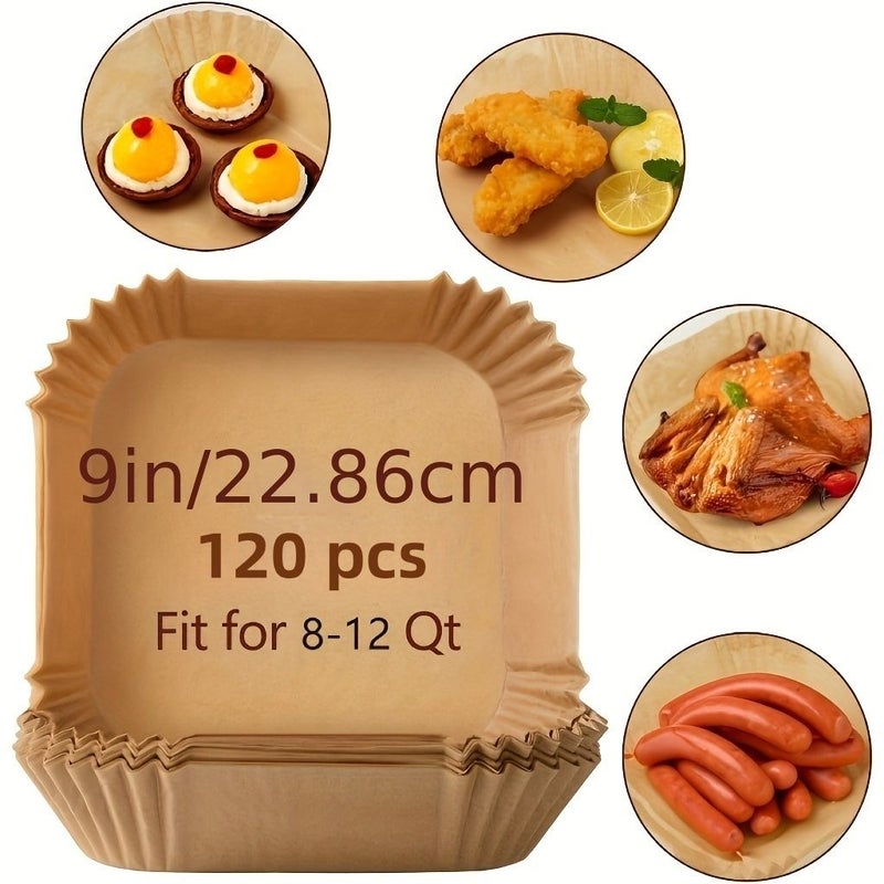 120Pcs Universal Air Fryer Liners For Oven And Microwave Non Stick Heat Resistant Baking Paper For Home And Commercial Use - Image 1