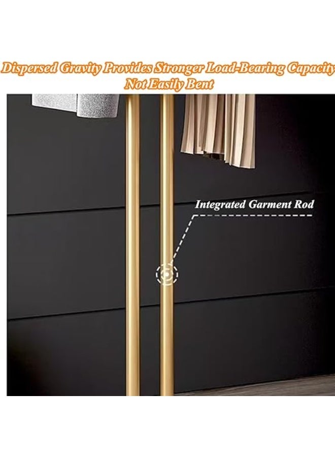 DUNISO حامل معاطف معدني، حامل معاطف مزدوج القطب بقاعدة ثقيلة، حامل معاطف قائم على الأرض مع 5 خطافات، موفر للمساحة، مستقر ودائم، لغرفة النوم، غرفة المعيشة، المدخل - Image 4