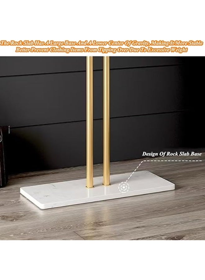 DUNISO حامل معاطف معدني، حامل معاطف مزدوج القطب بقاعدة ثقيلة، حامل معاطف قائم على الأرض مع 5 خطافات، موفر للمساحة، مستقر ودائم، لغرفة النوم، غرفة المعيشة، المدخل - Image 3