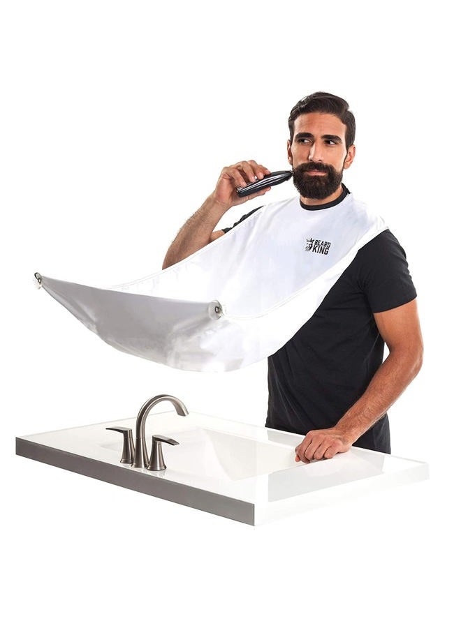 BEARD KING The Official Beard Bib - Hair Clippings Catcher & Grooming Cape Apron - ?As Seen on Shark Tank? - White (Lite Version) - Image 1